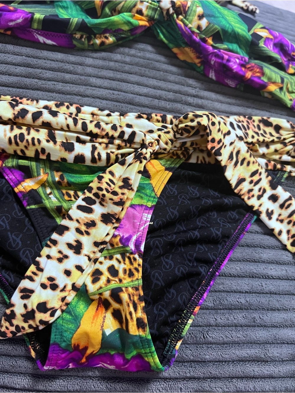 Victoria Secret- Tropical Floral & Leopard Print Bikini - Purple/Green - Picture 3 of 5